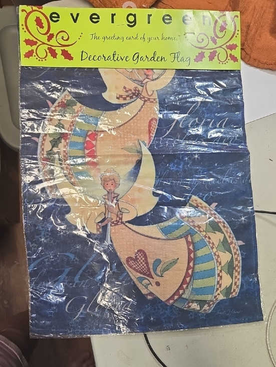 evergreen Other - Evergreen Decorative Garden Flag - Blue with Multicolor Angel Design